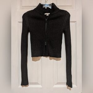 American Eagle Charcoal Ribbed Cardigan